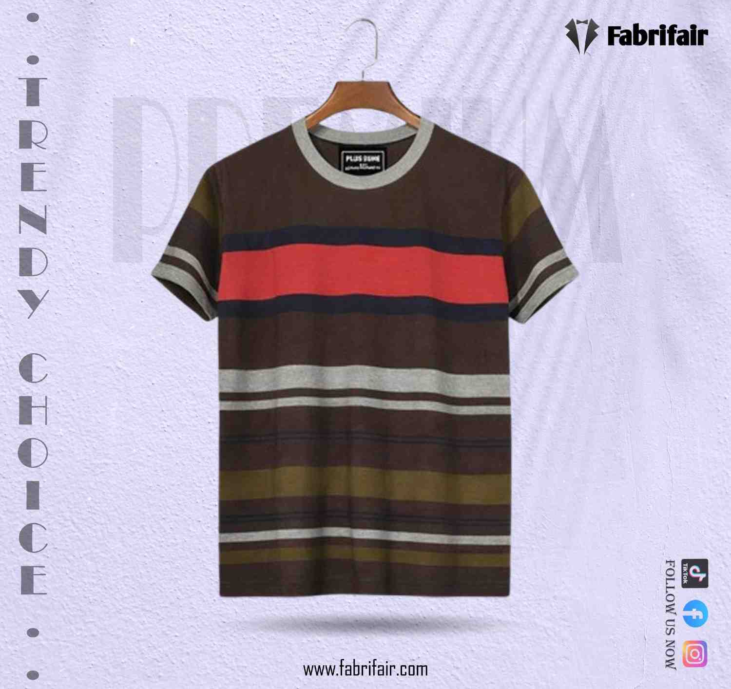 Mens Premium Cotton T-Shirt - Breathable Multicolor Stripe