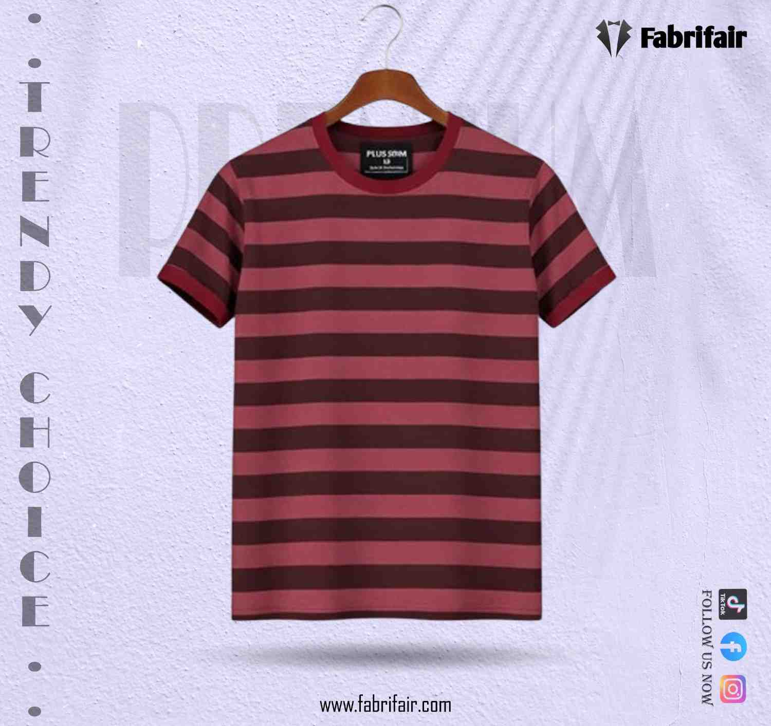 Mens Premium Cotton T-Shirt - Crimson Striped